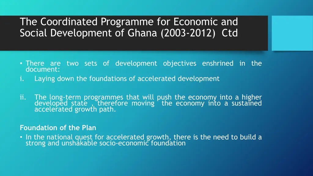 the coordinated programme for economic and social 1