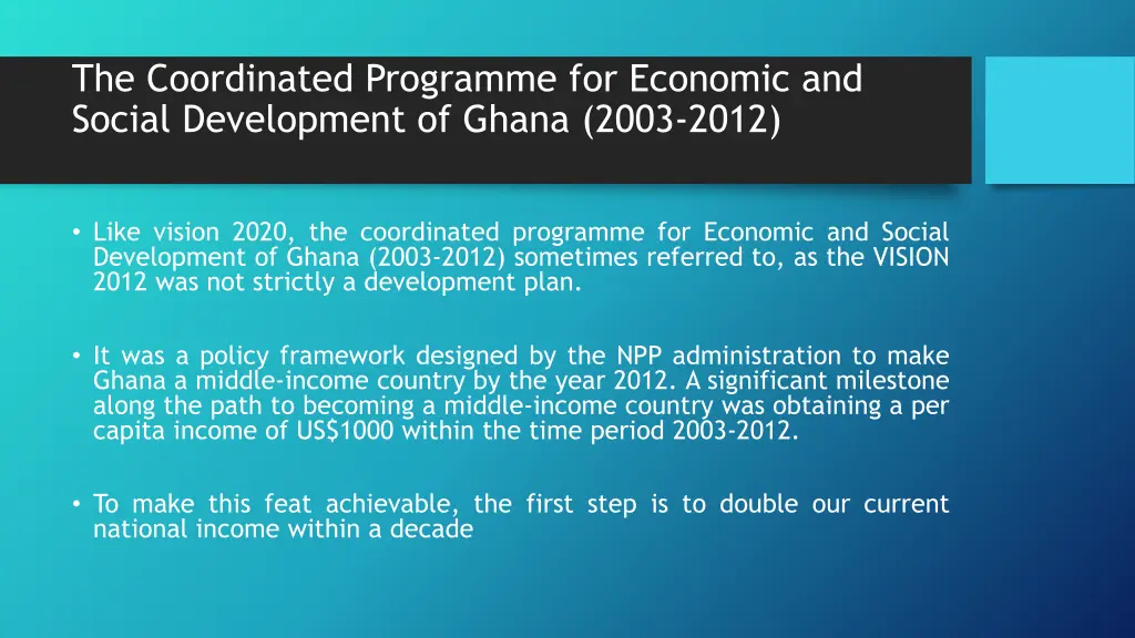 the coordinated programme for economic and social