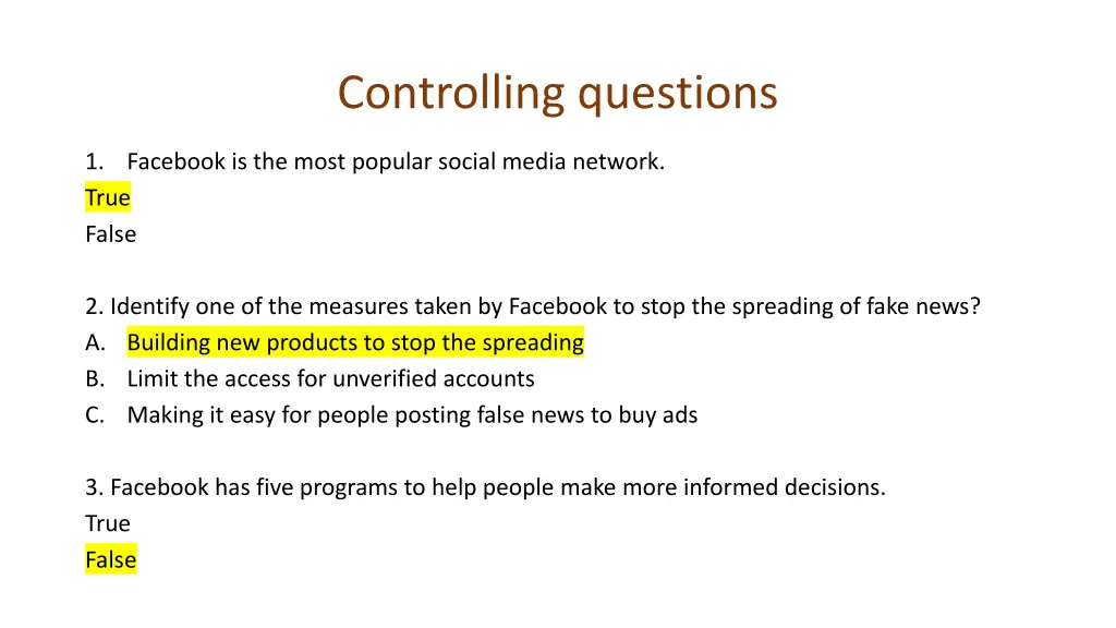 controlling questions 2