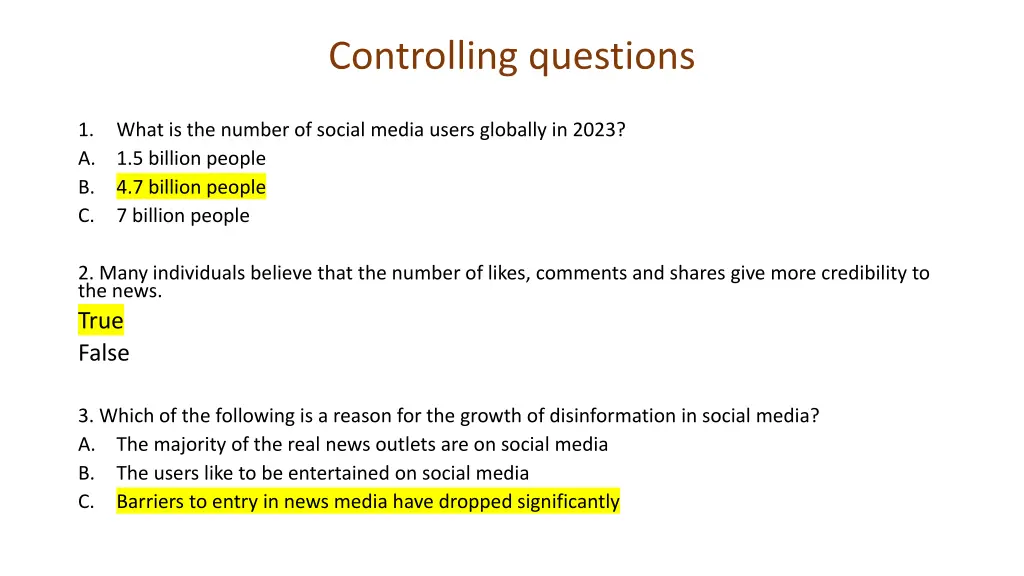 controlling questions