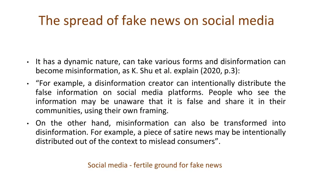 the spread of fake news on social media