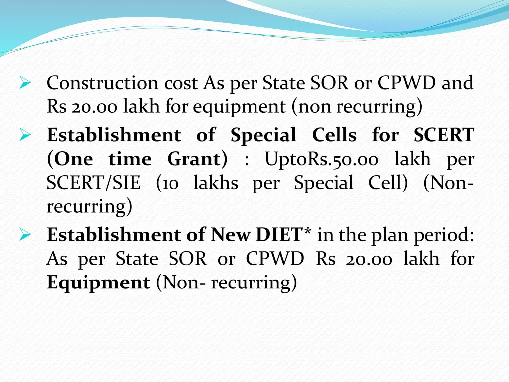 construction cost as per state sor or cpwd