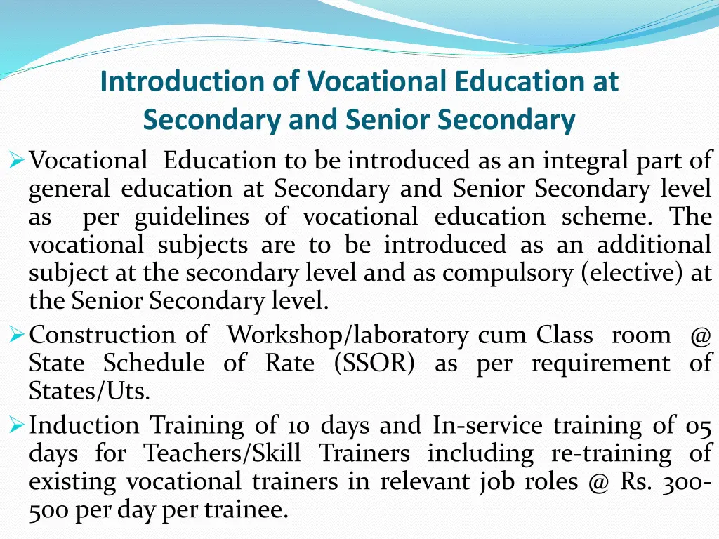 introduction of vocational education at secondary