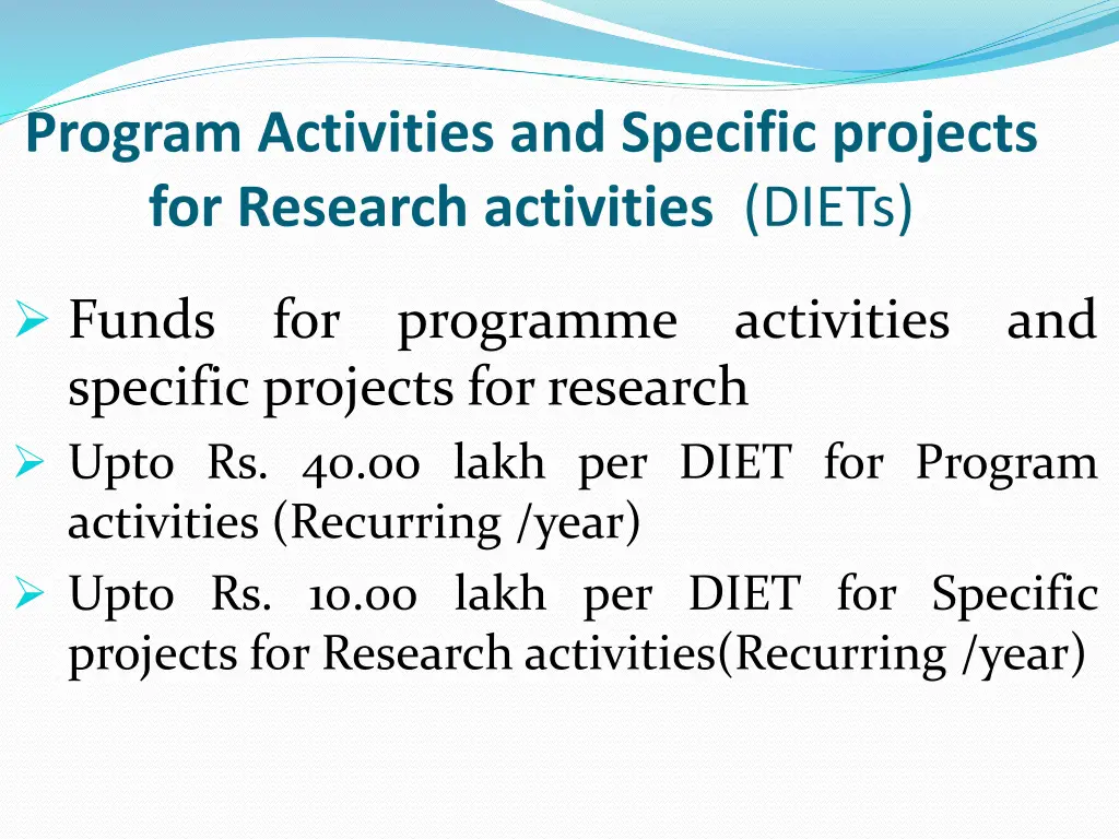 program activities and specific projects