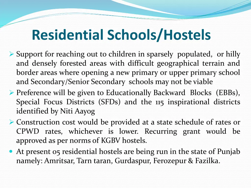 residential schools hostels