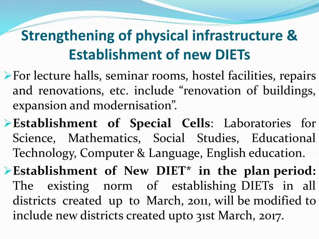 strengthening of physical infrastructure