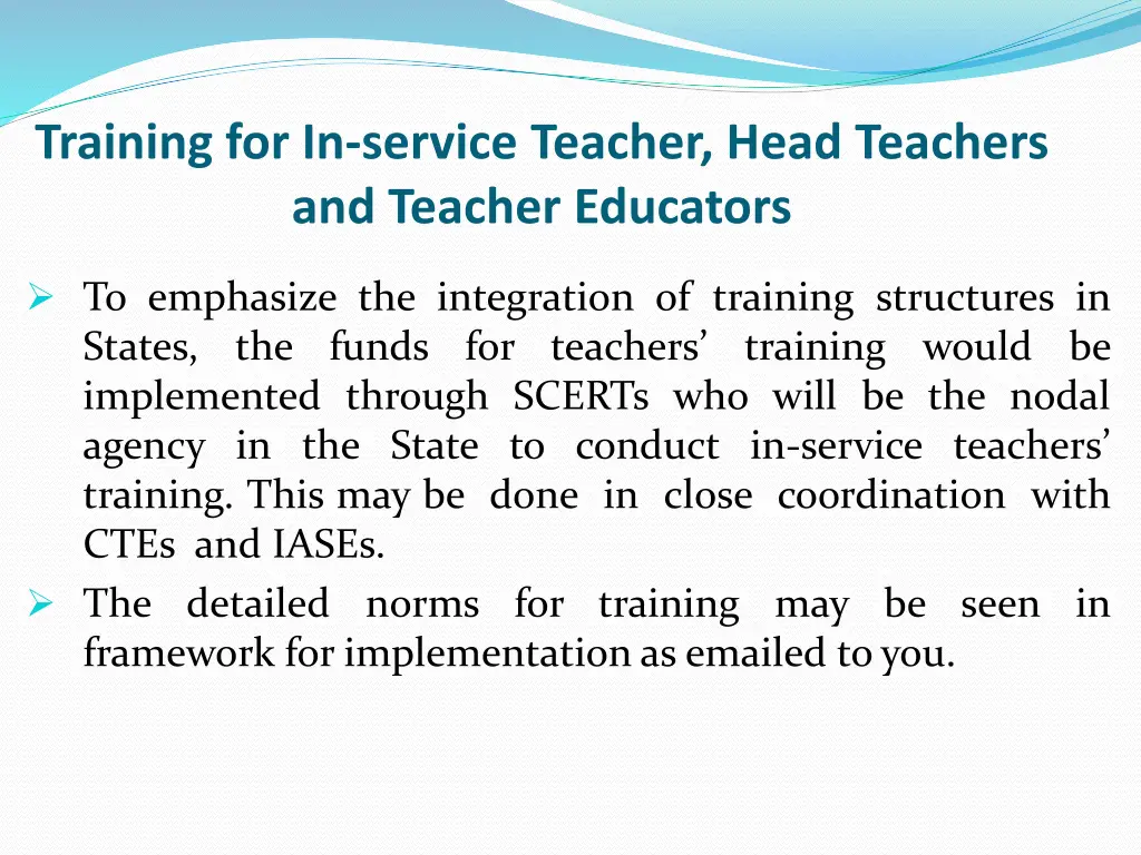 training for in service teacher head teachers