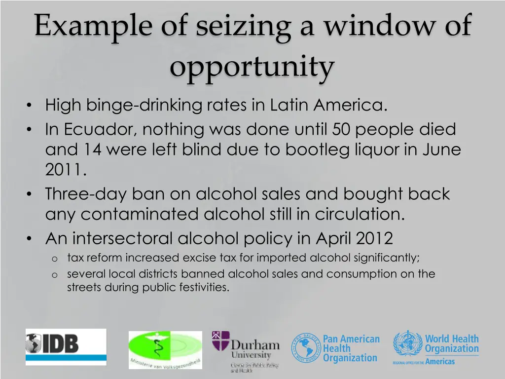 example of seizing a window of opportunity