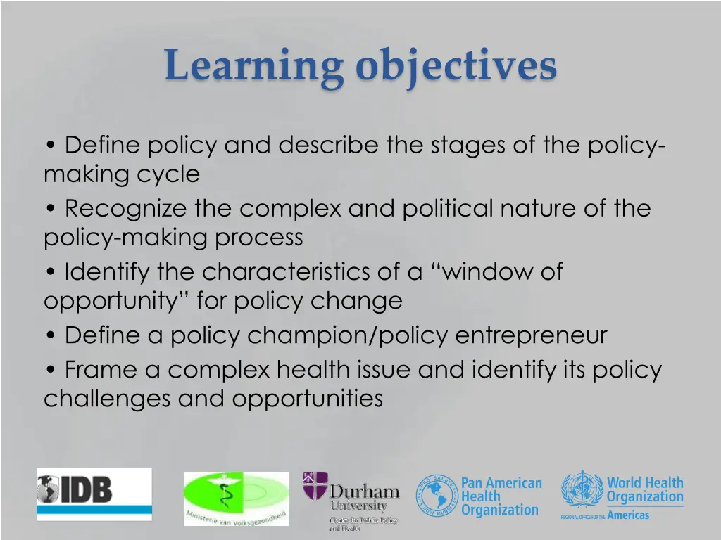 learning objectives