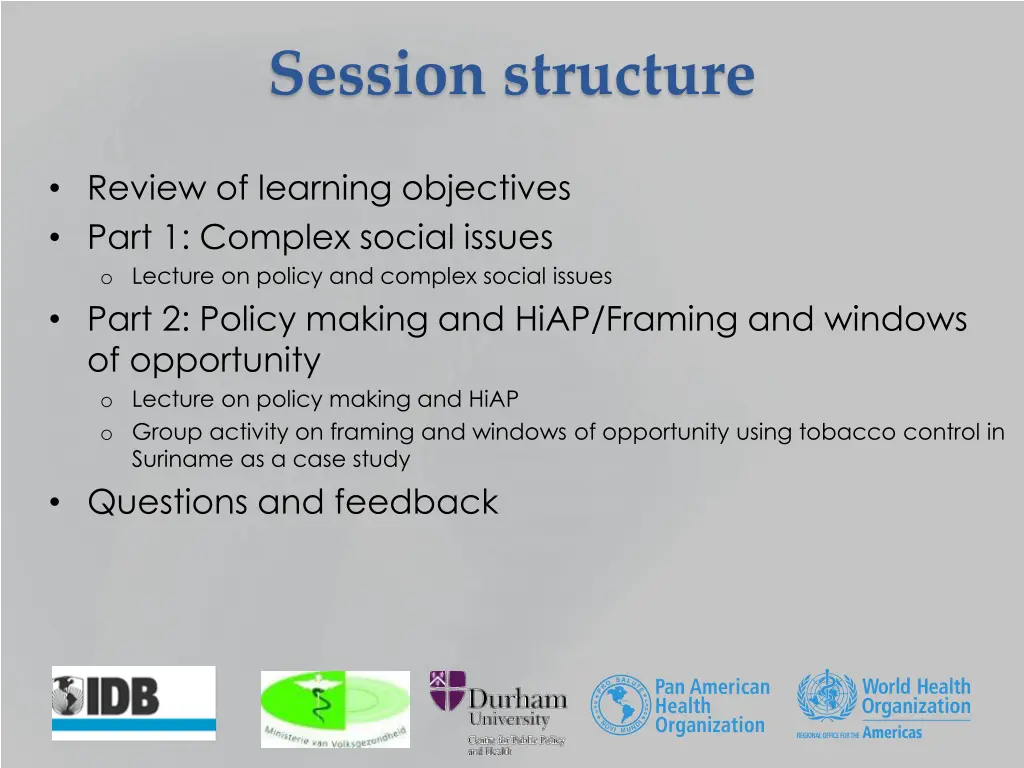 session structure