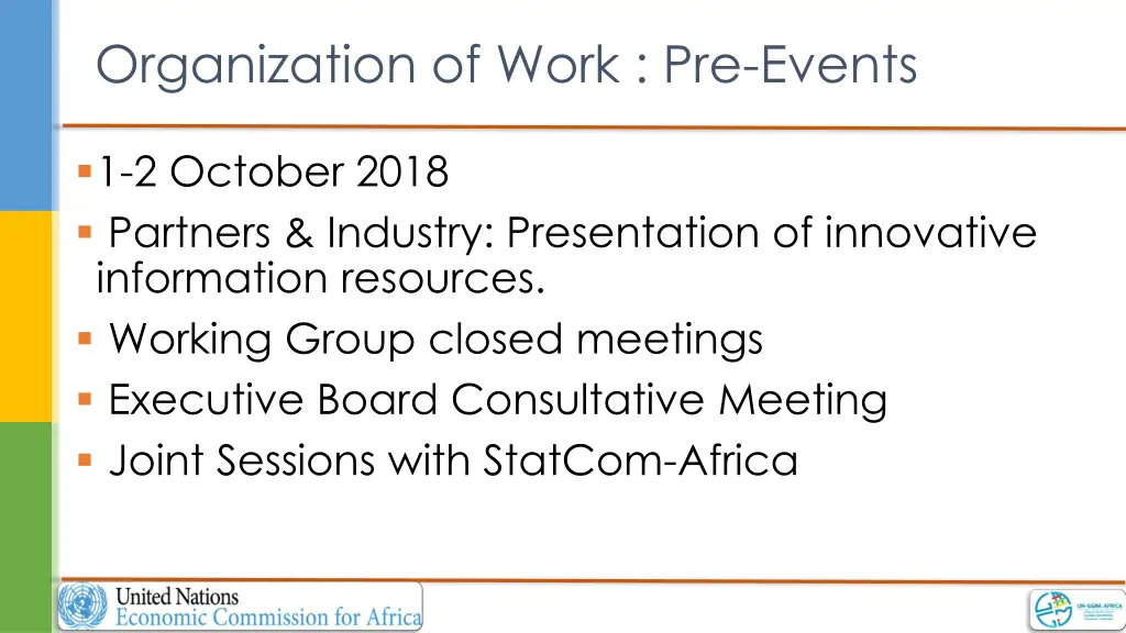 organization of work pre events