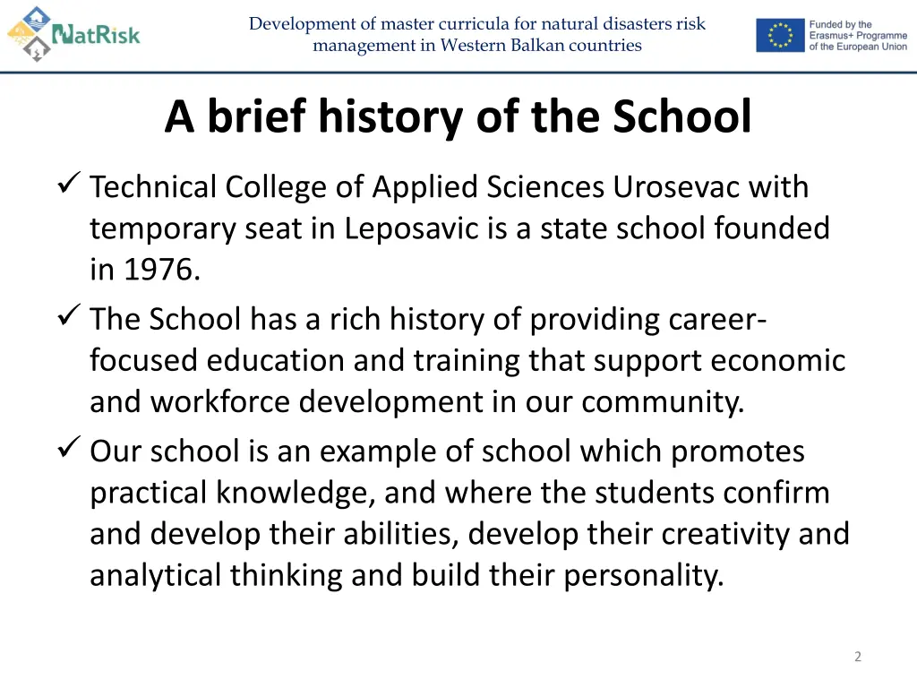development of master curricula for natural 1
