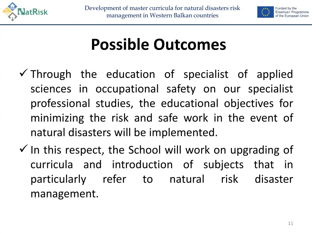 development of master curricula for natural 10
