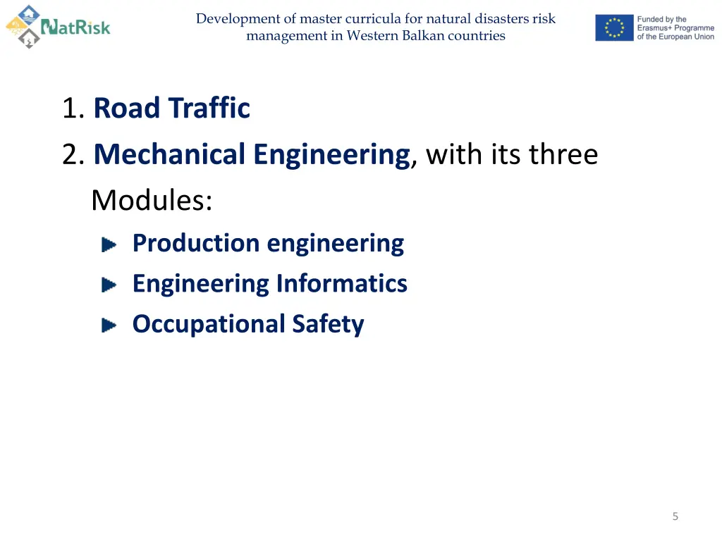 development of master curricula for natural 4