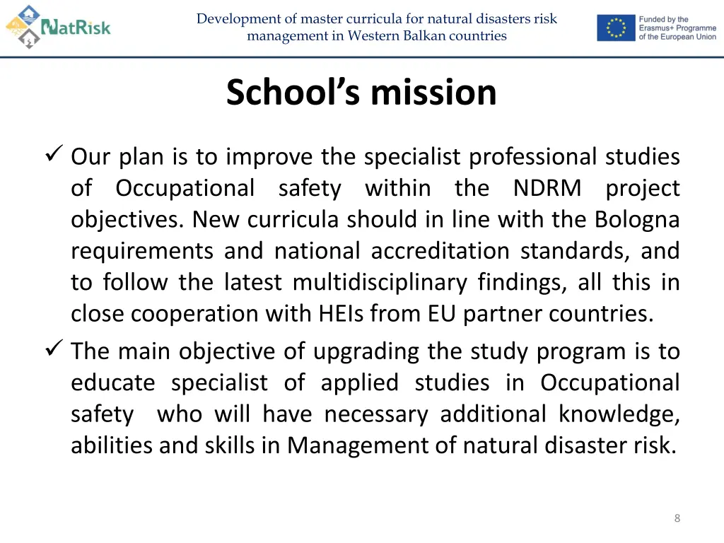 development of master curricula for natural 7