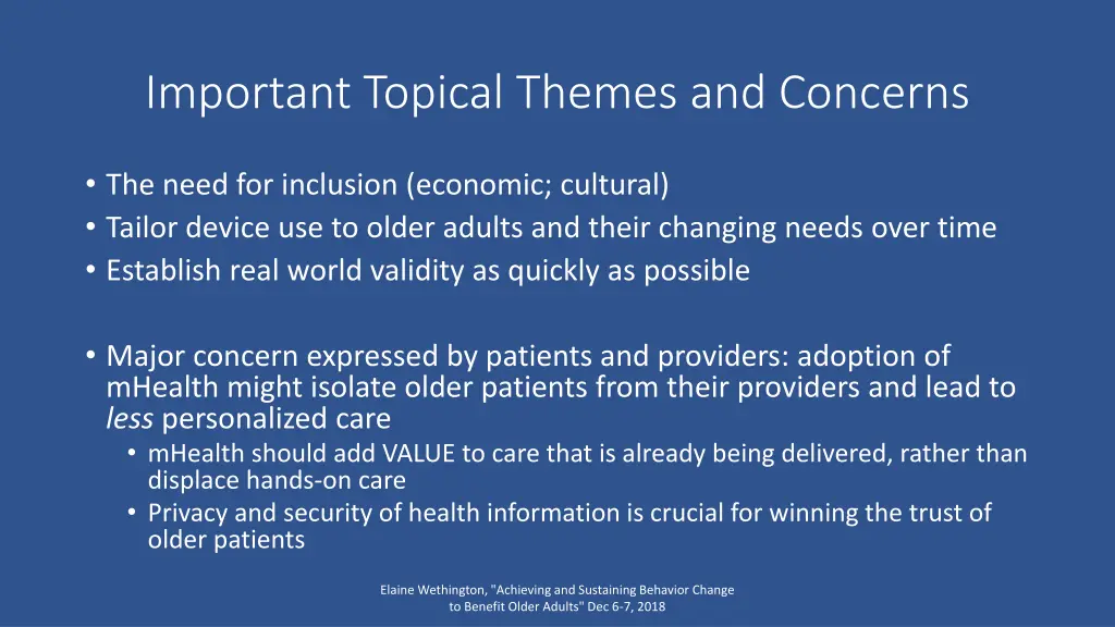 important topical themes and concerns