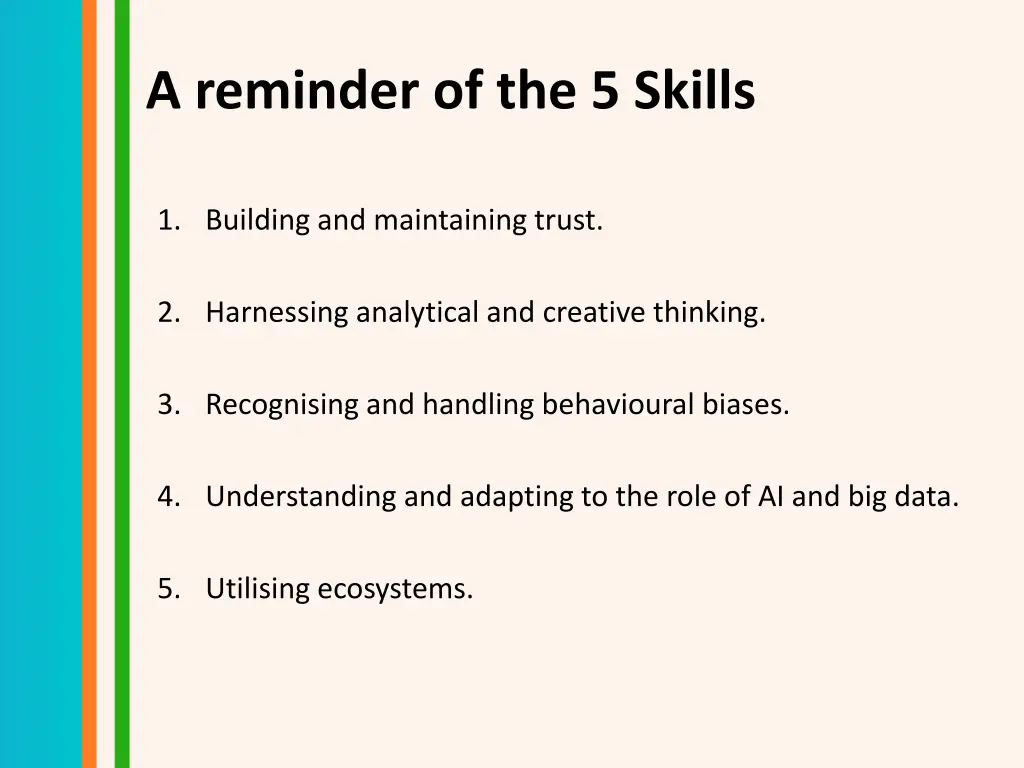 a reminder of the 5 skills