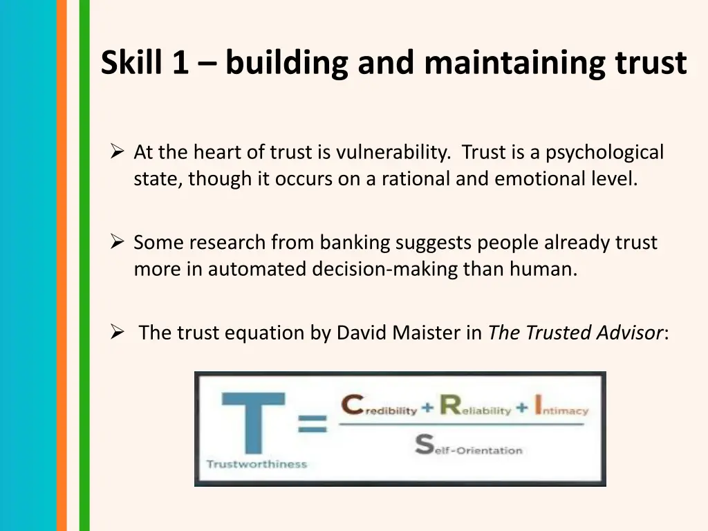 skill 1 building and maintaining trust