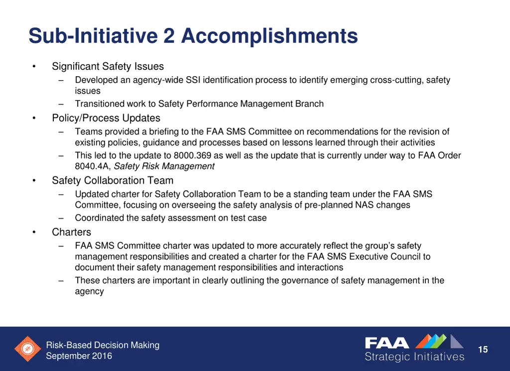 sub initiative 2 accomplishments