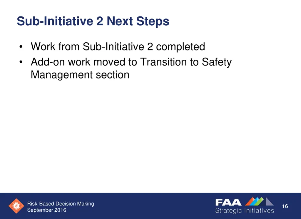 sub initiative 2 next steps