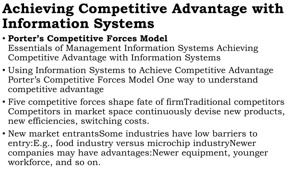 achieving competitive advantage with information