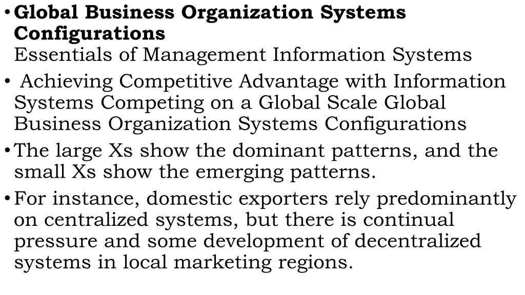 global business organization systems