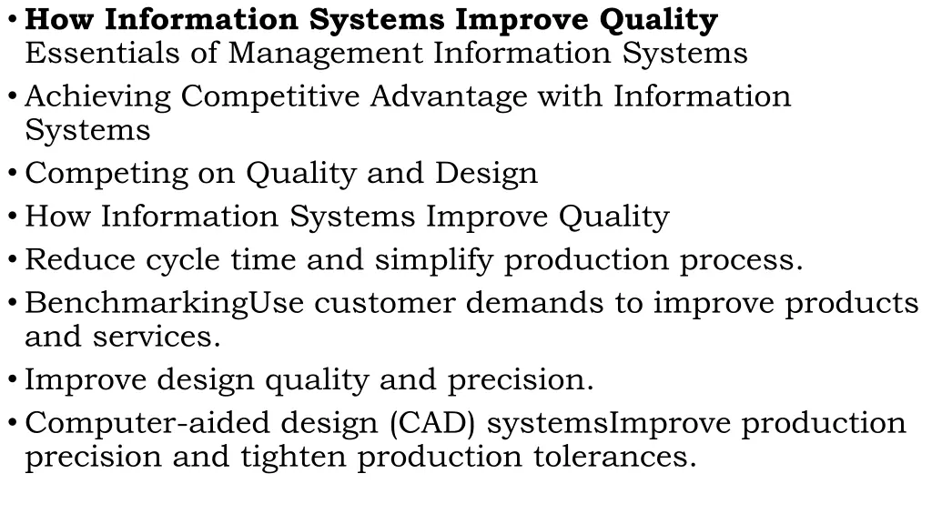 how information systems improve quality