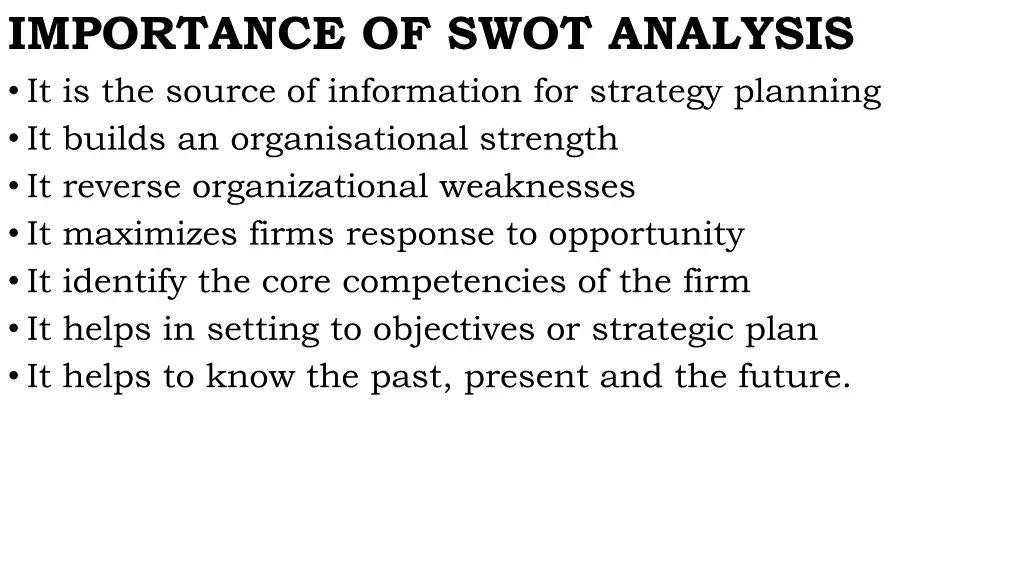 importance of swot analysis it is the source