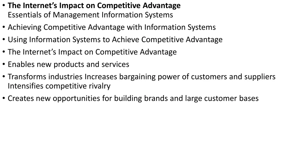 the internet s impact on competitive advantage
