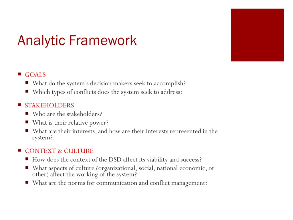 analytic framework