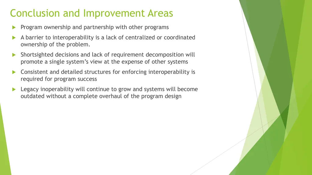 conclusion and improvement areas