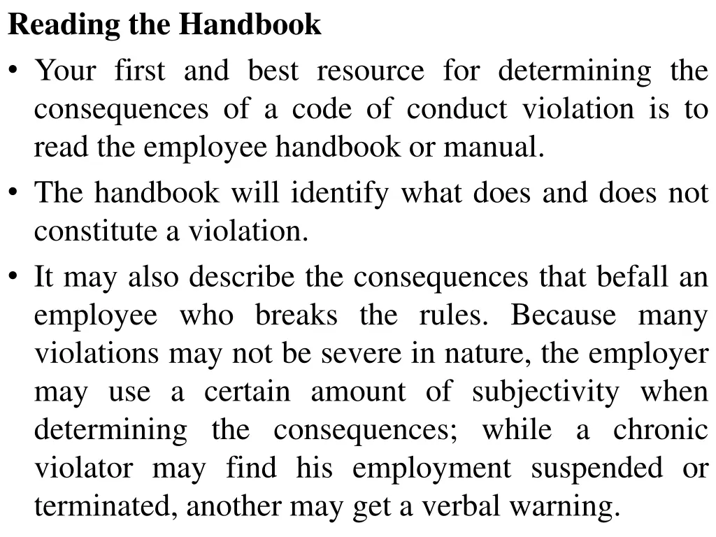 reading the handbook your first and best resource