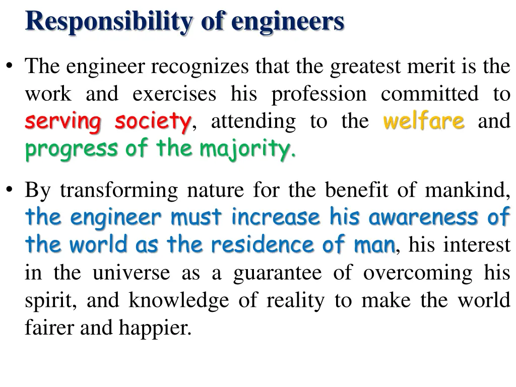 responsibility of engineers