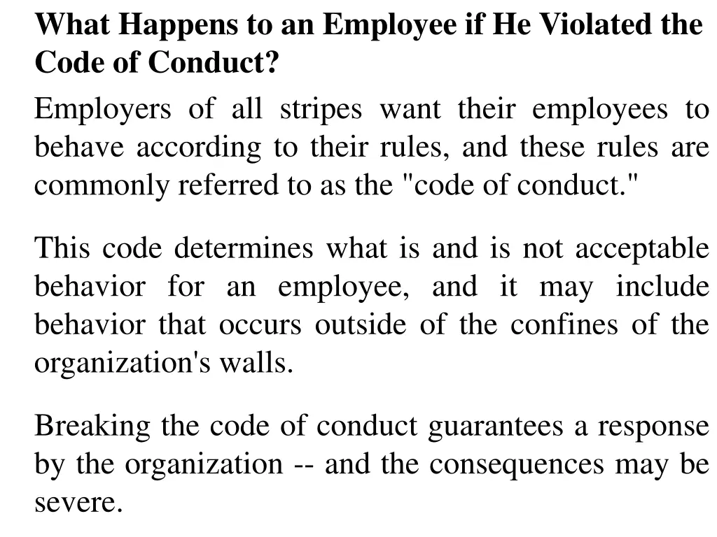 what happens to an employee if he violated