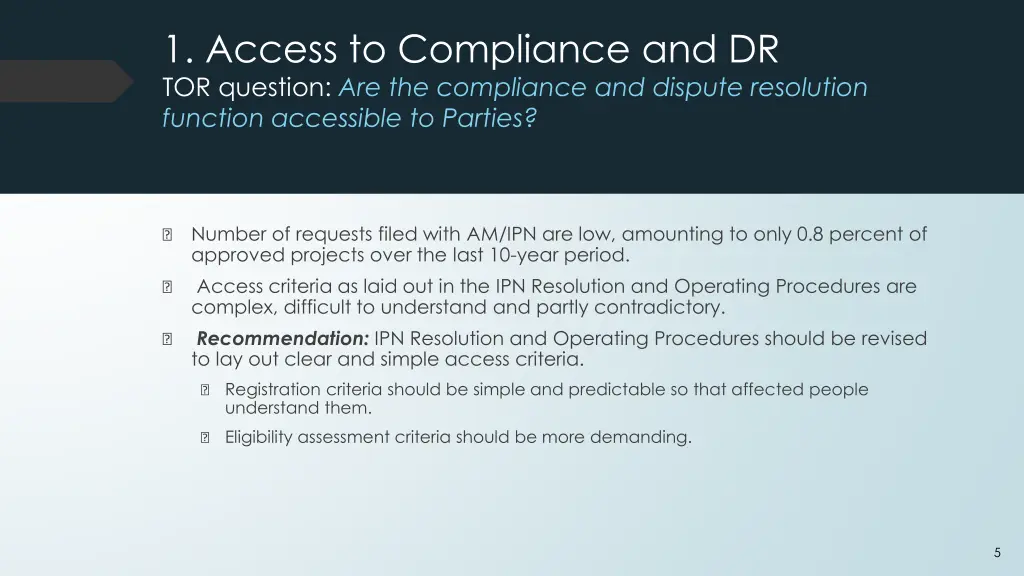 1 access to compliance and dr tor question