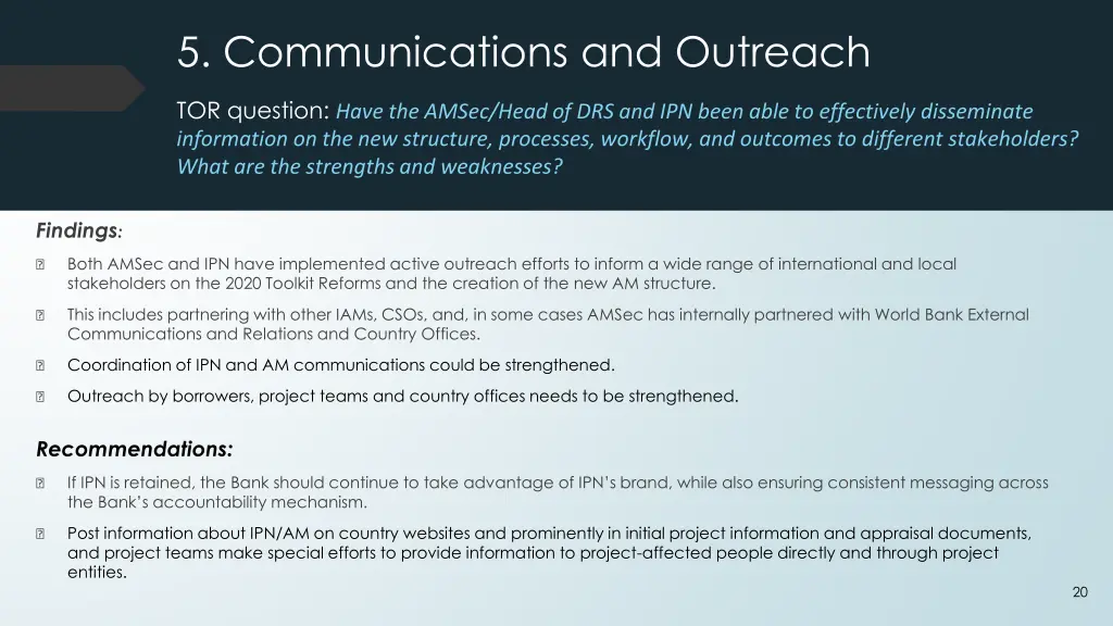 5 communications and outreach
