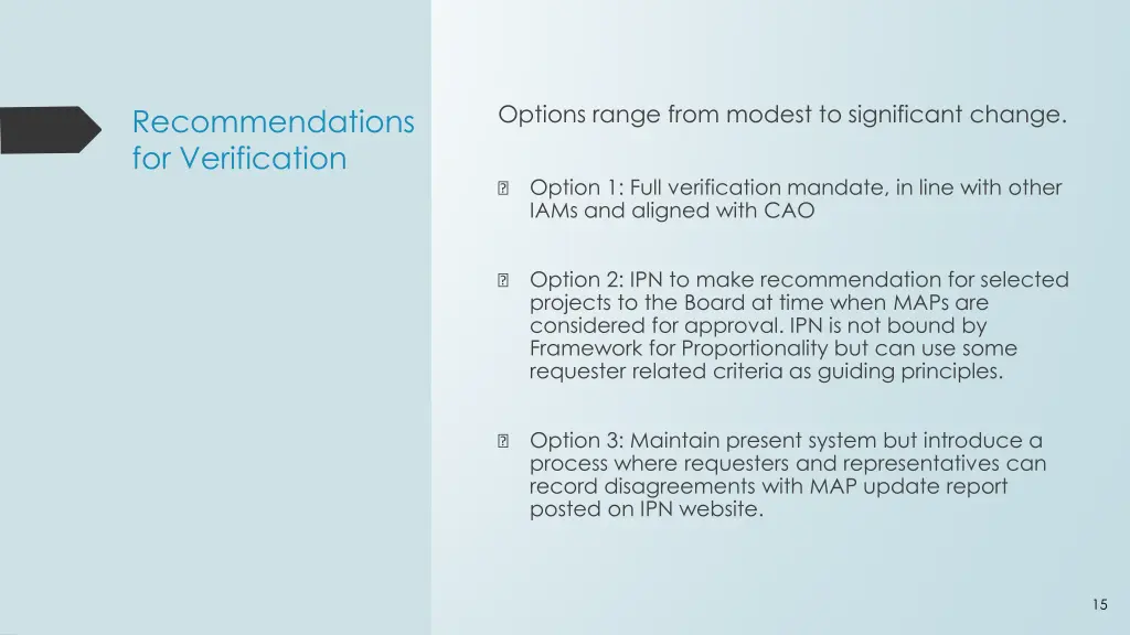 options range from modest to significant change