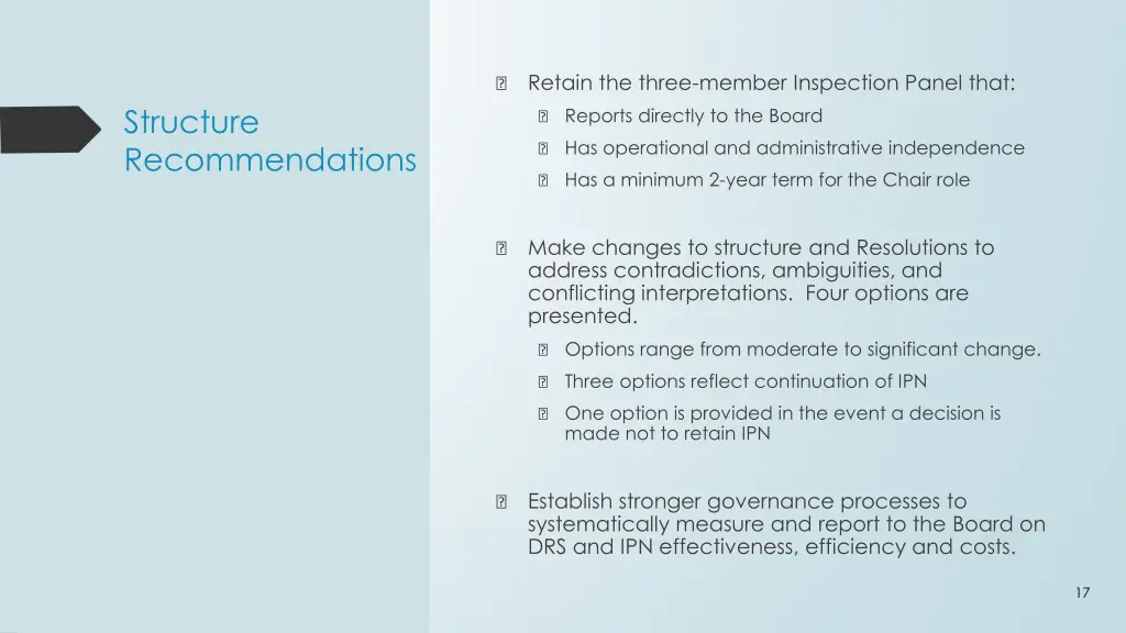 retain the three member inspection panel that