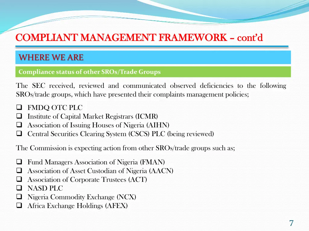 compliant management framework compliant