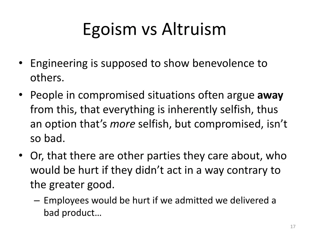 egoism vs altruism