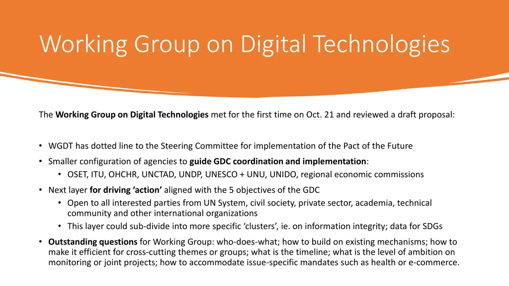 working group on digital technologies