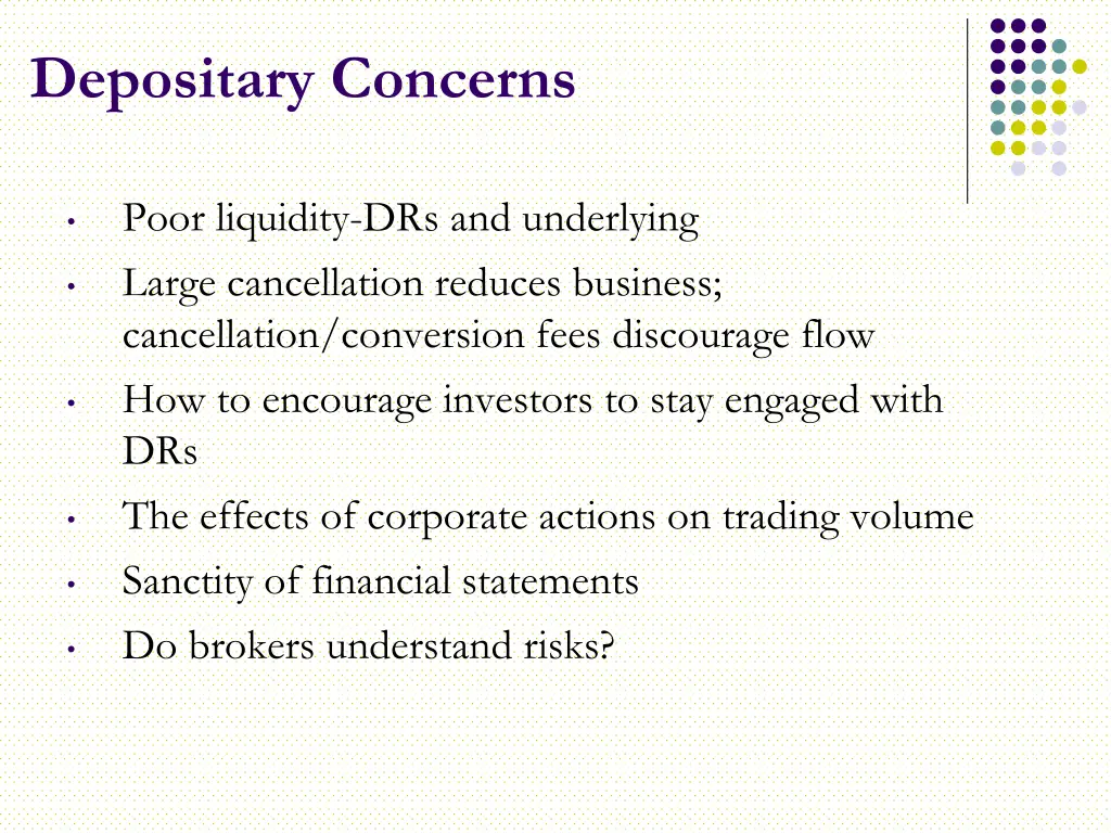 depositary concerns