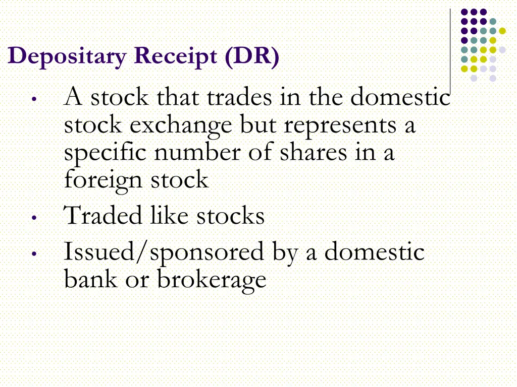 depositary receipt dr a stock that trades