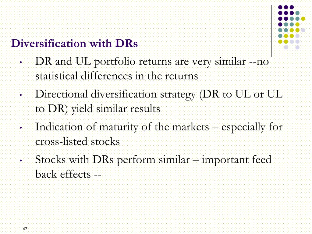 diversification with drs