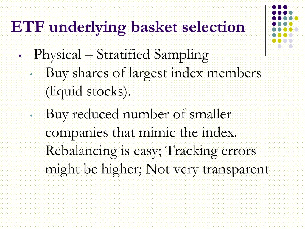 etf underlying basket selection 1