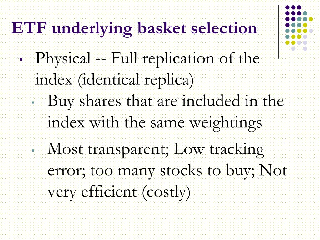 etf underlying basket selection