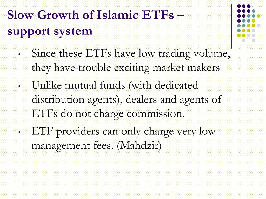 slow growth of islamic etfs support system