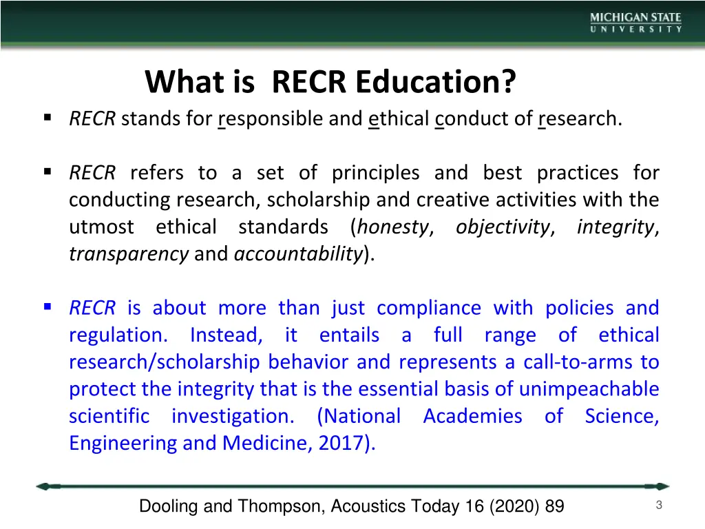 what is recr education recr stands