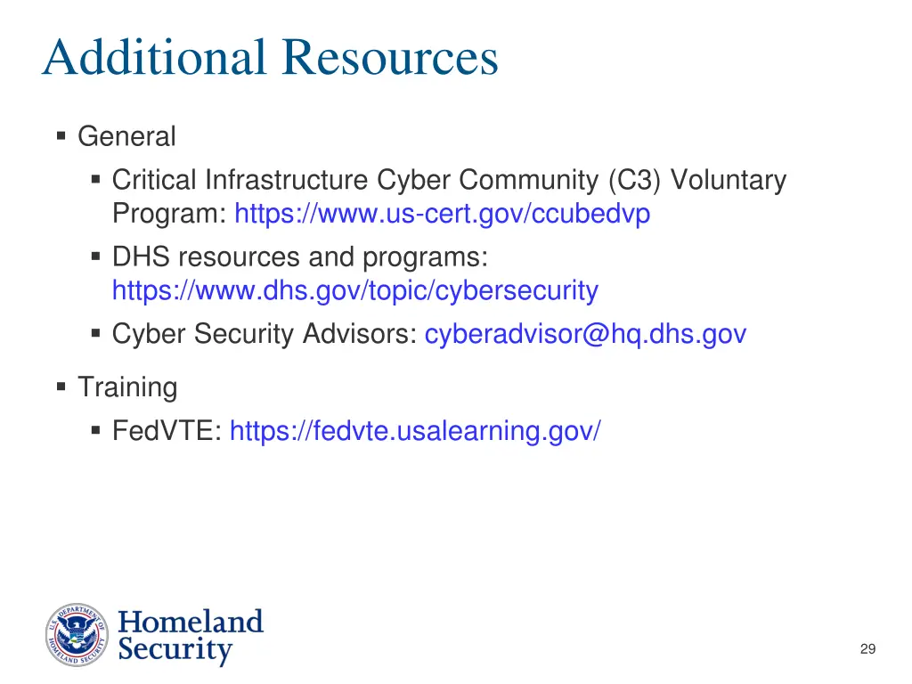 additional resources