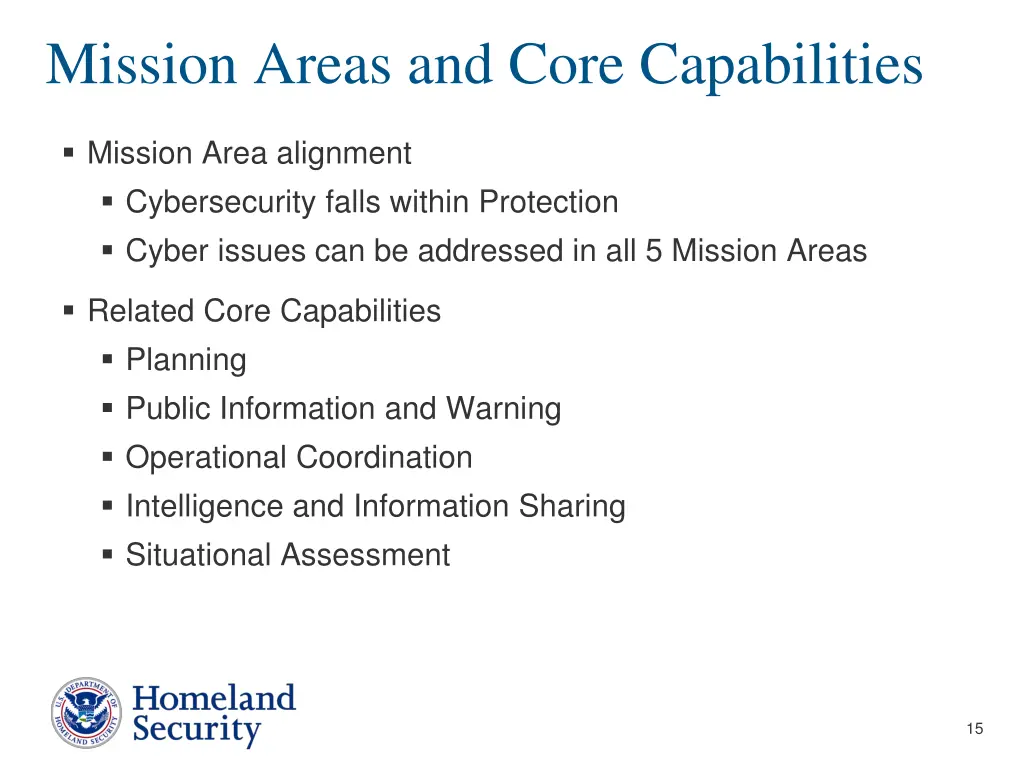 mission areas and core capabilities
